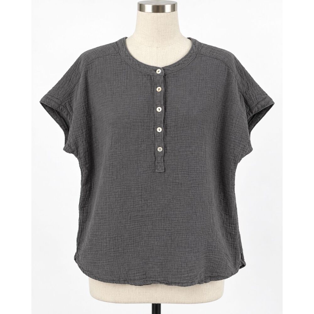 Faherty Like New Womens Dream 100% Cotton Desmond Top Gauzy Gray Size XL